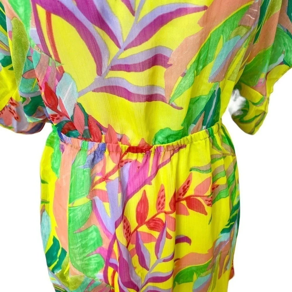 BECCA Sheer Swimsuit Coverup Colorful Floral Kimono Size XS/S